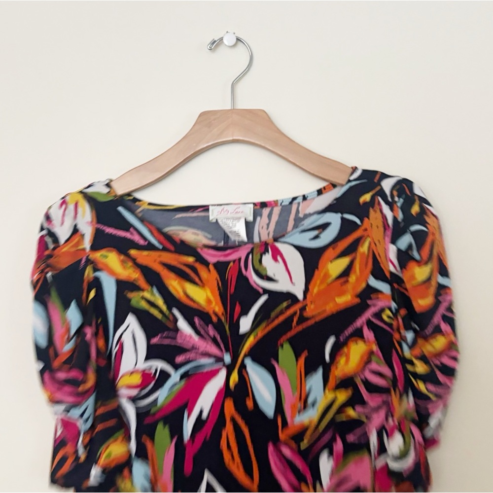 Ivy Lane Womens Dress Tropical Stretchy Swing Floral Midi Vintage Size Small - Picture 4 of 5